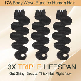 QPBZK 22-inch body wave bundles deliver voluminous waves and length