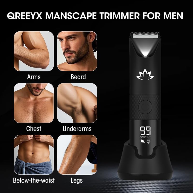 QREEYX Qreeyx Manscape Trimmer ceramic blades enable smooth trimming.
