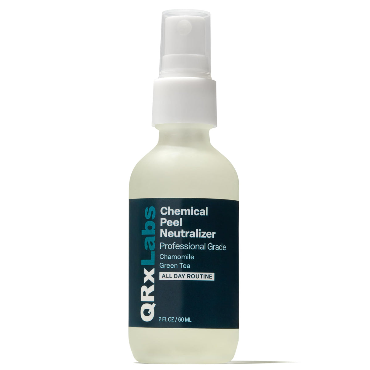 QRxLabs chemical peel neutralizer spray bottle for safe post-peel pH balance.