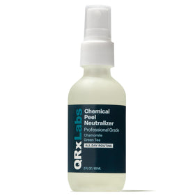 QRxLabs chemical peel neutralizer spray bottle for safe post-peel pH balance.