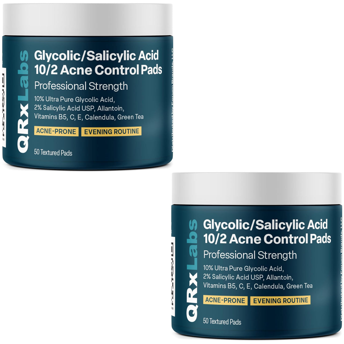 QRxLabs Glycolic/Salicylic pads 2PK – close-up for acne control routine.