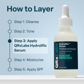 Hand hold showing QRxLabs Hyaluronic Acid Serum ease of use