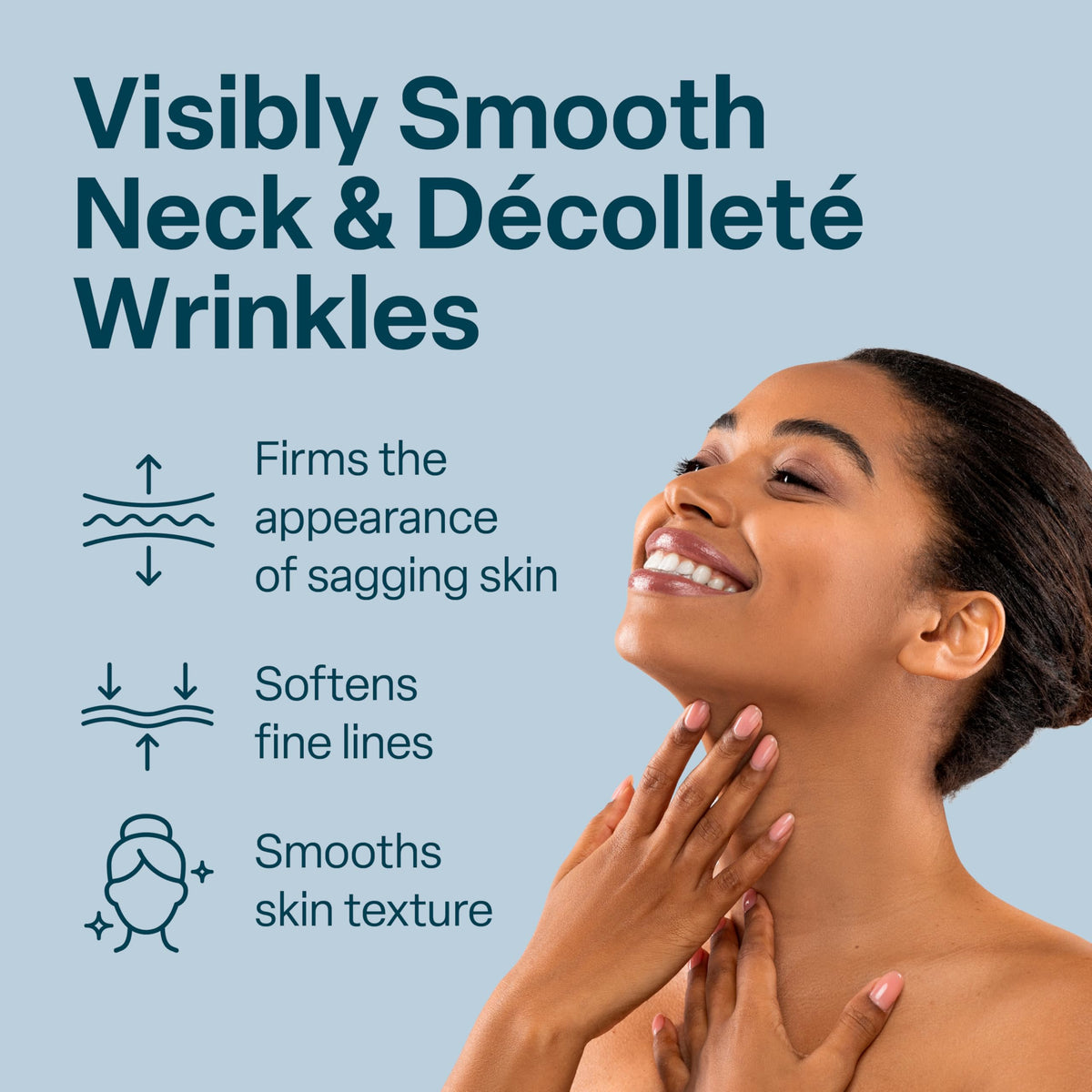 QRxLabs neck cream application rub demonstrates easy massage for gentle tightening benefits.
