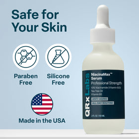 QRxLabs NiacinaMax application on face showing lightweight finish
