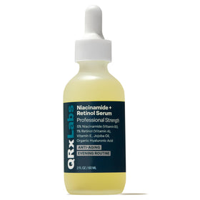 QRxLabs niacinamide serum bottle for daily brightening routine.