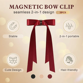 Qtaikong burgundy magnetic bow clip offers bold sophistication with reliable grip