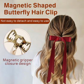 Close-up of Qtaikong magnetic hair bow showing strong magnets and smooth surface