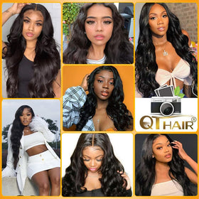 QTHAIR 18A Body Wave bundles 22-inch length with dramatic length and movement.