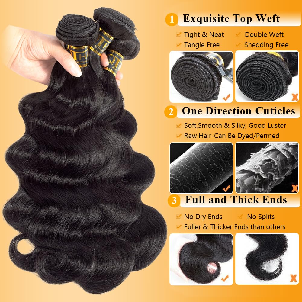 QTHAIR 18A Body Wave bundles showcase natural shine for camera-ready styles.