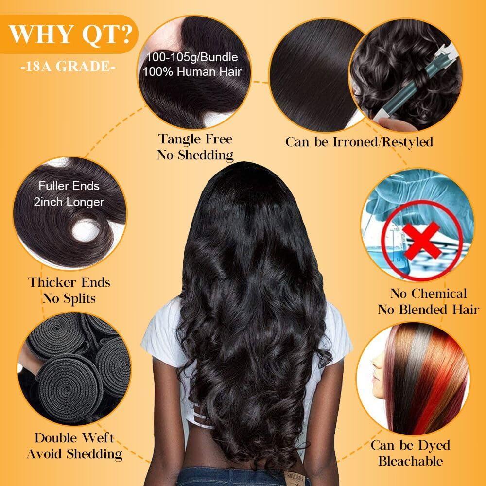 QTHAIR 18A Body Wave weft closeup highlights sturdy stitching for durability.