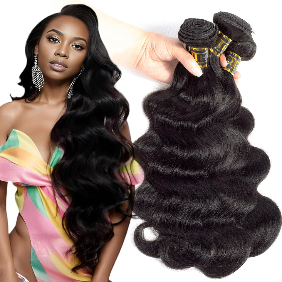 QTHAIR Brazilian body-wave bundle 20in showcases natural fullness for salon-ready styles