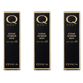 QTICA Intense Lip Repair Balm packaging for a three-pack, ideal for daily hydration