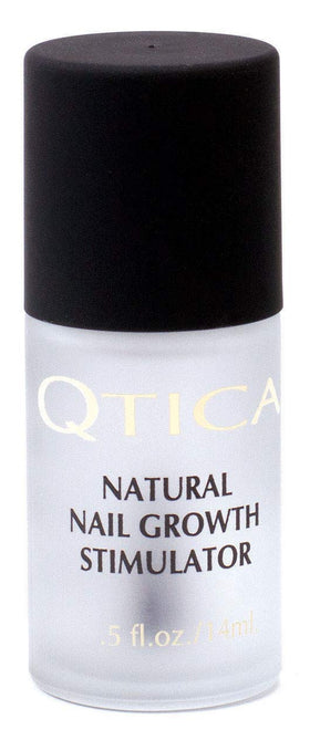 QTICA Nail Grow Stimulator bottle shown for at-home nail strengthening.