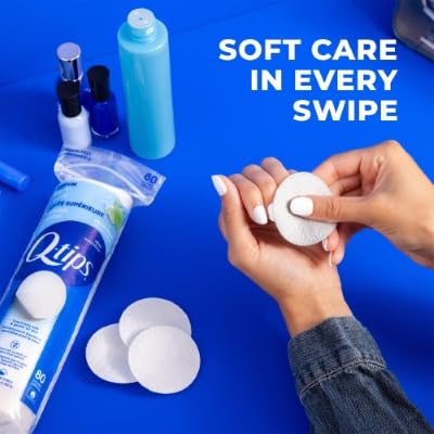Q-tips Beauty Premium Cotton Rounds used for eye makeup removal with micellar water.
