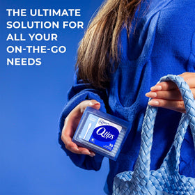 Q-tips Cotton Swabs eco-friendly packaging with recycling info