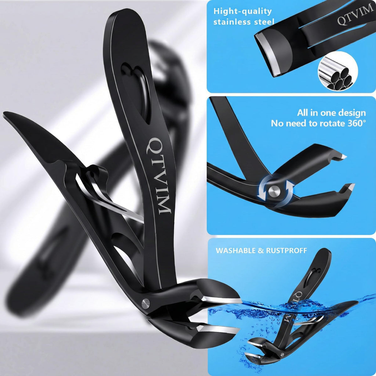 QTVIM stainless steel construction delivers durability and lasting sharpness.