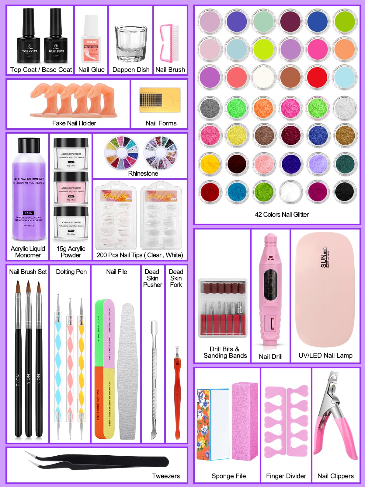 Quaferen 42 colors glitter powder brings vibrant options for creative nail designs.