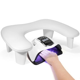 Quaferen arm-rest-nail-stand angled 15-degree incline provides comfortable positioning during mani-pedis.