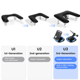 Quaferen Arm Rest height adjustable system showing 3 lockable levels