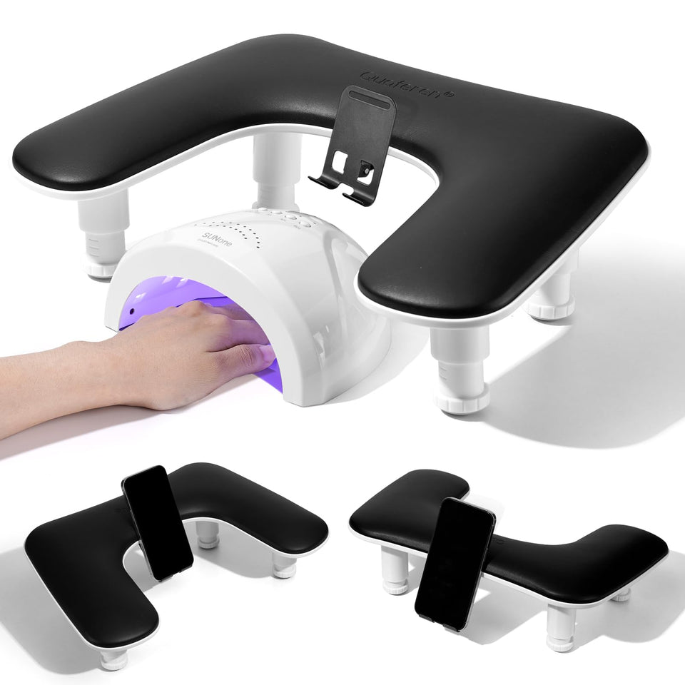 Quaferen Arm Rest with rotating phone stand for hands-free nail art reference