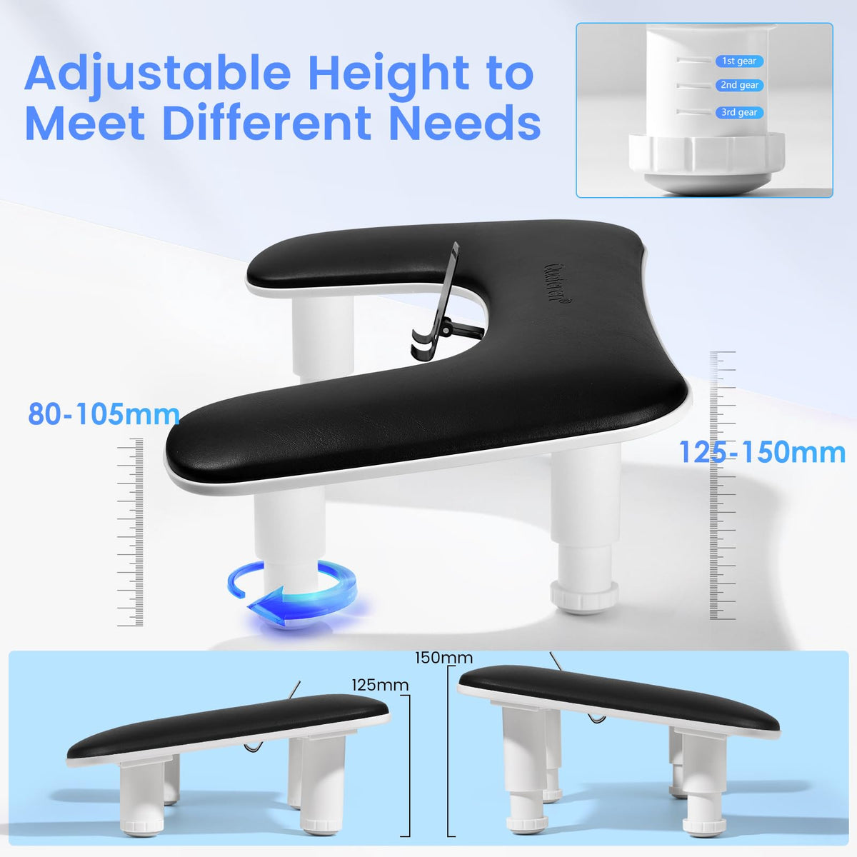 Quaferen Arm Rest slip-free base with silicone pads on a desk