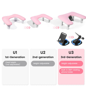 Quaferen Arm Rest rotating phone holder keeps design refs within easy reach during sessions.