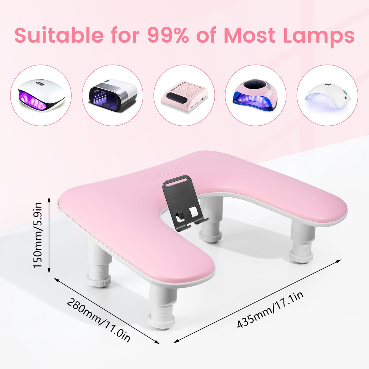 Quaferen Arm Rest silicone slip pads keep the workstation steady on any surface.