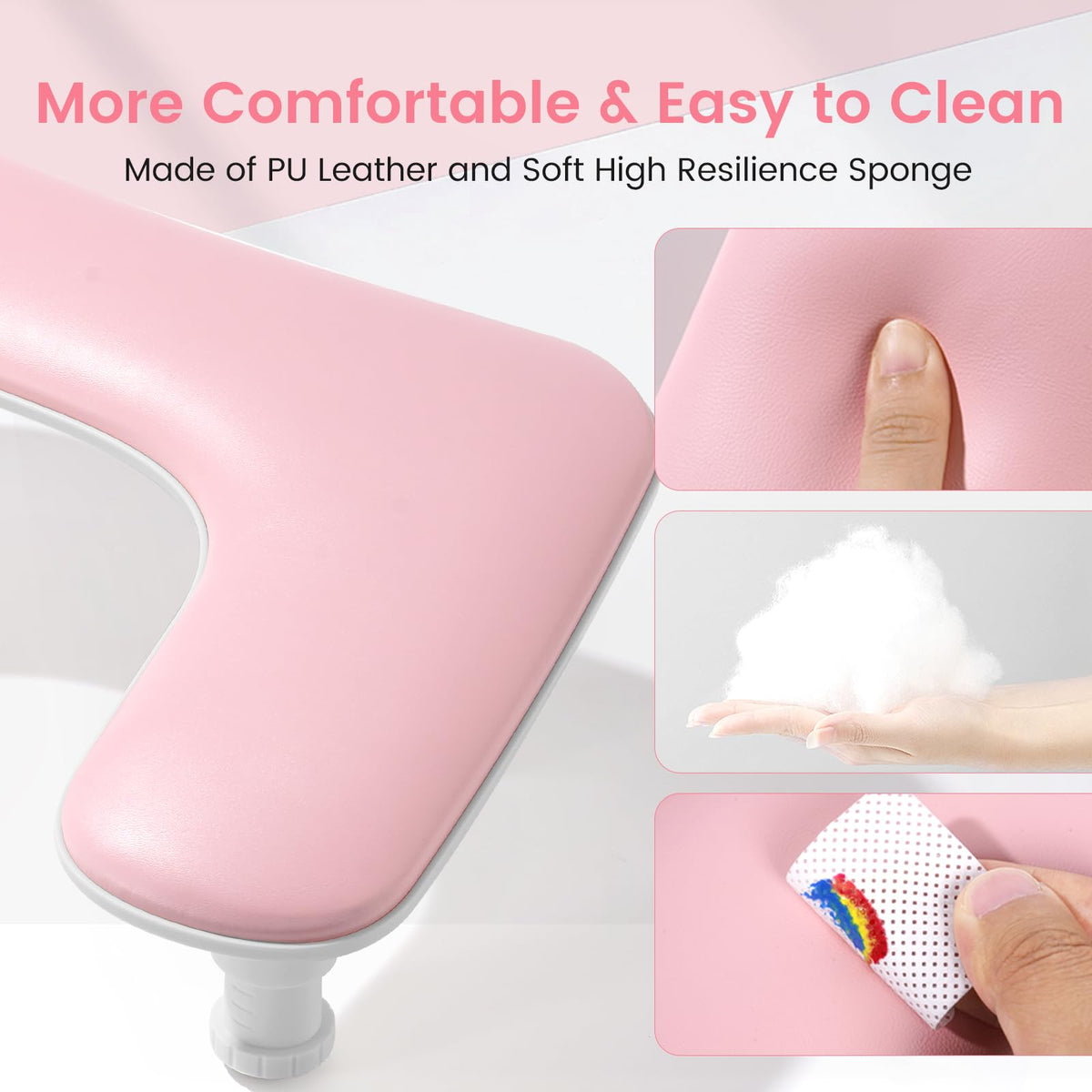 Spacious arm rest supports organized nail art workflow and tool access.