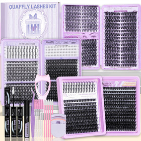QUAFFLY Lash Clusters Kit with 1790 clusters across four trays for versatile looks.