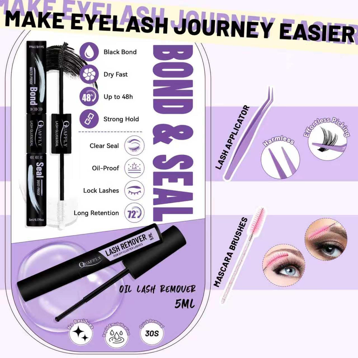 QUAFFLY Complete toolkit supports beginners in at-home lash art.