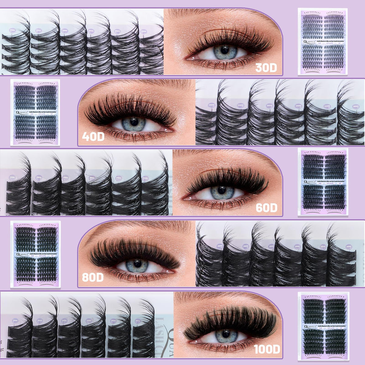 QUAFFLY Lash Extension Kit 100D density for bold glam