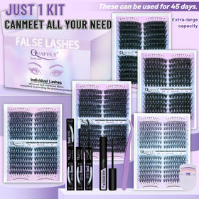 QUAFFLY Lash Extension Kit 80D density for dramatic flair