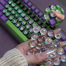 Quafochi clear glass keyboard stickers enhance key visibility on desktop keyboards.