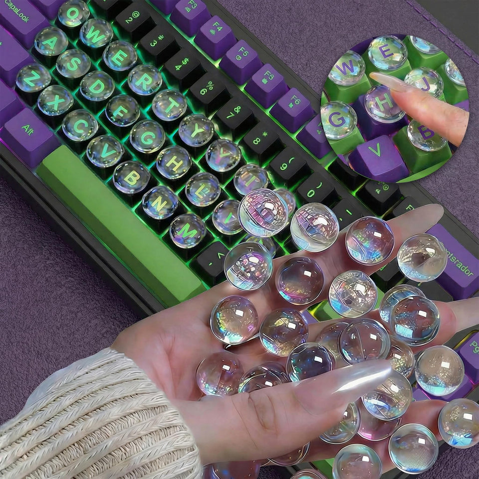 Quafochi clear glass keyboard stickers enhance key visibility on desktop keyboards.