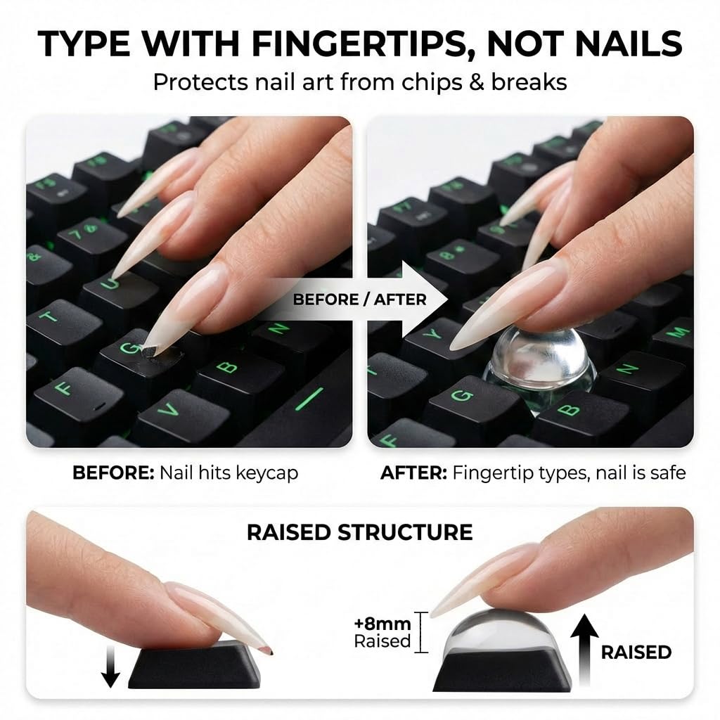 Quafochi clear raised glass key covers on keyboard enhance key visibility.