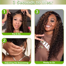 QUANDIAN 210 density deep wave wig offers fullness and bounce