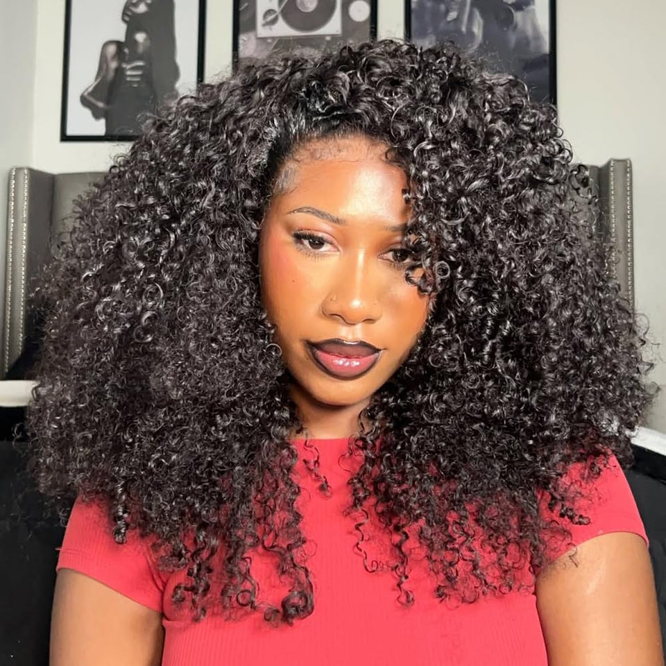 QUANDIAN kinky curly half wig 24 inch shows natural look and quick wear.