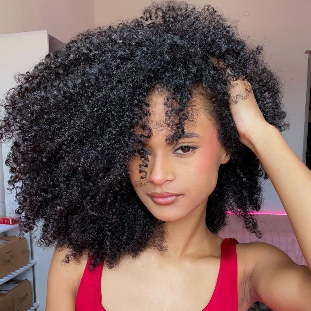QUANDIAN kinky curly half wig close-up with natural scalp-like hairline for seamless blending