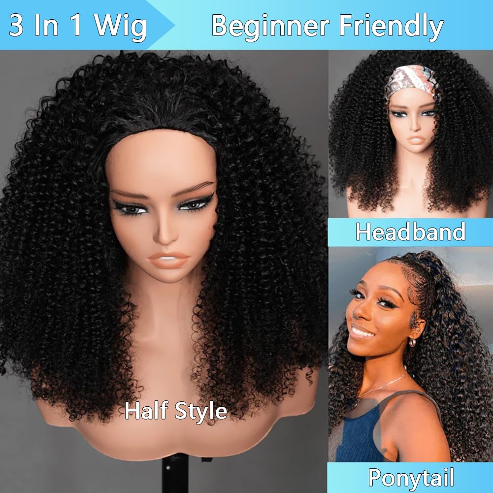 QUANDIAN Wear Go kinky curly half wig invisible hairline for seamless blend