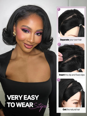 Quantum Love black synthetic wig provides comfortable wear in hot conditions