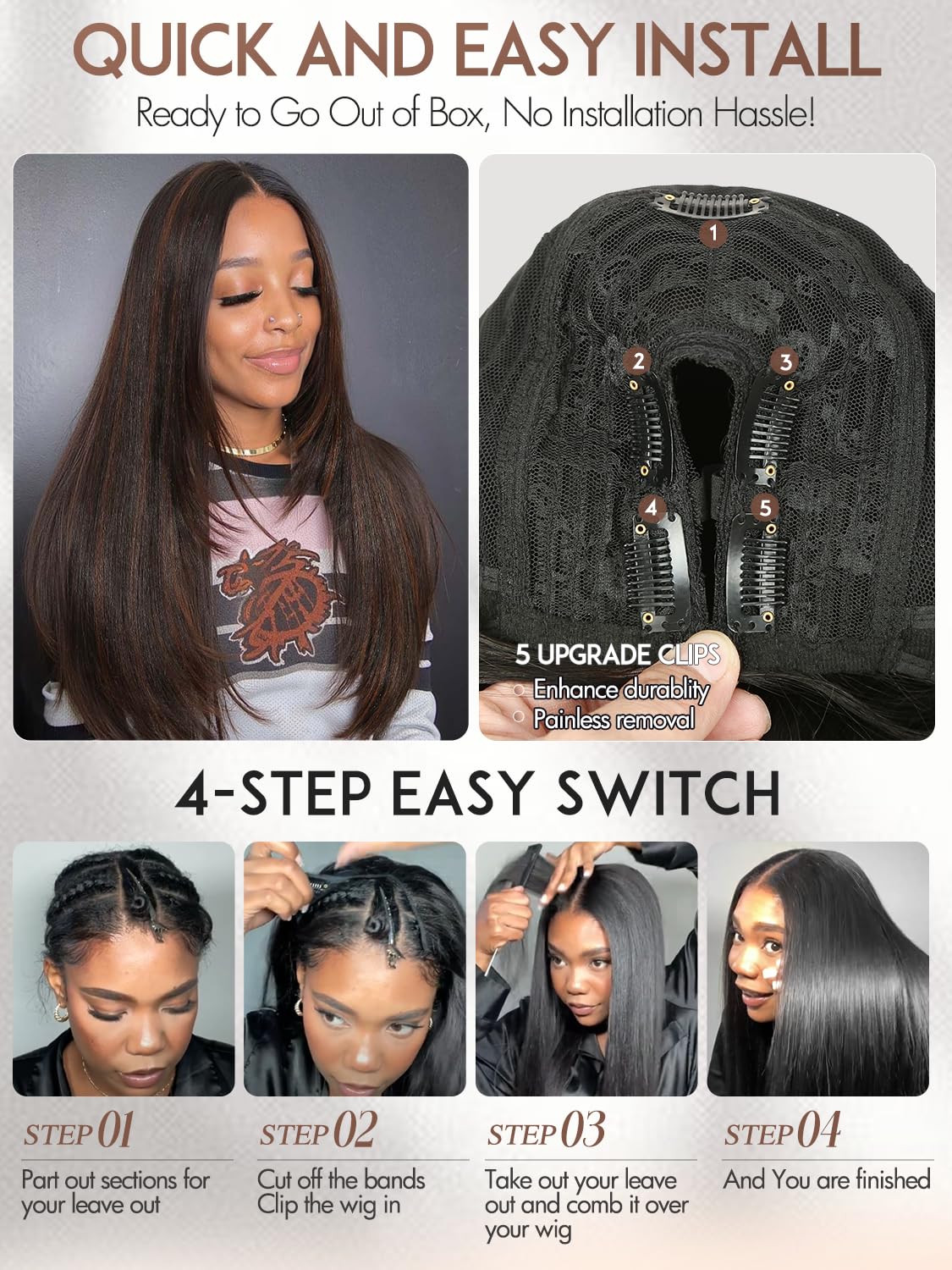 Quantum Love Clip-and-Comb secure-fit design ensures comfortable daily wear.