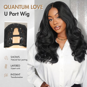 Quantum Love Curly U Part Wig 22in cap construction emphasizing breathable comfort.