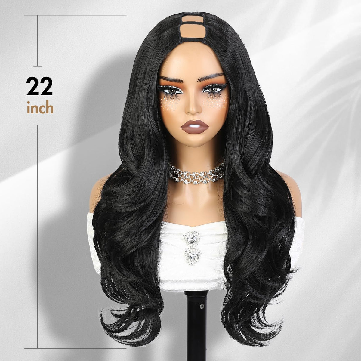Quantum Love Curly U Part Wig 22in side view reveals voluminous layers in motion.