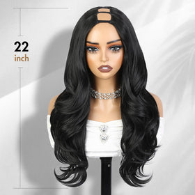 Quantum Love Curly U Part Wig 22in side view reveals voluminous layers in motion.