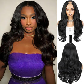 Quantum Love Curly U Part Wig 22in top view shows lush waves and natural hairline.