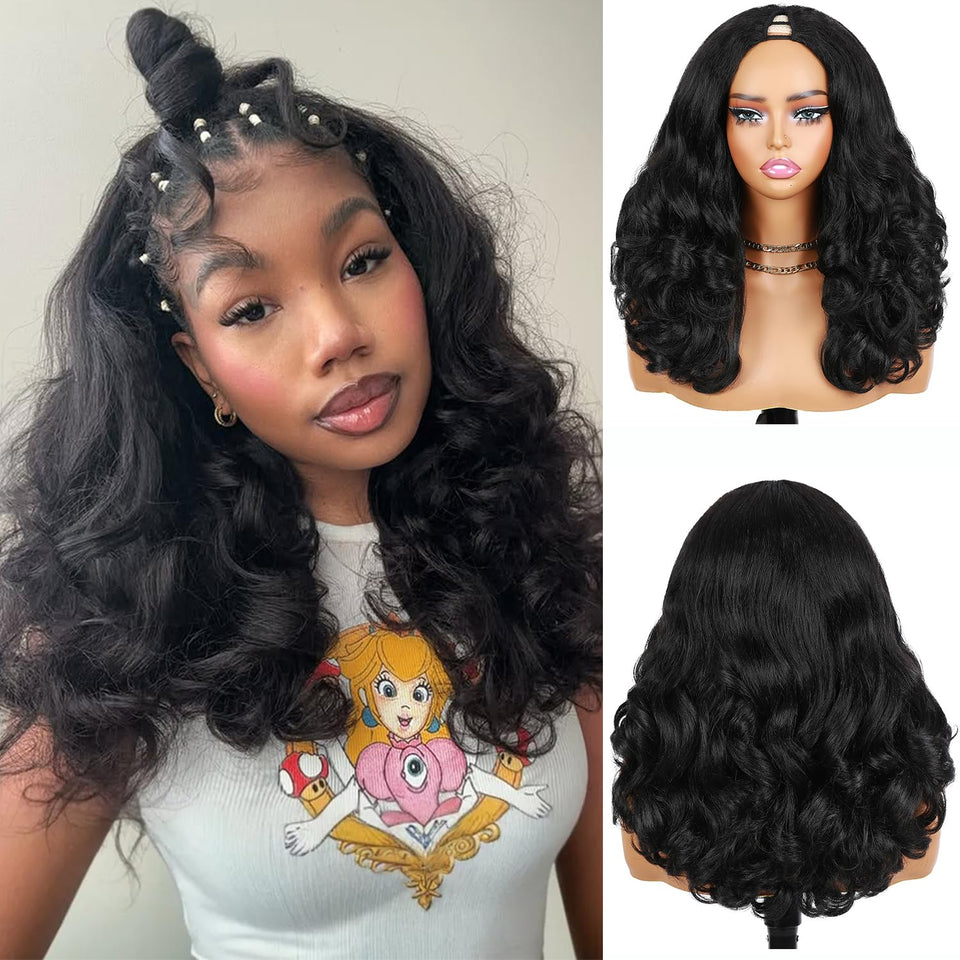 Quantum Love V Part Yaki Curly Wig front view with natural hairline.