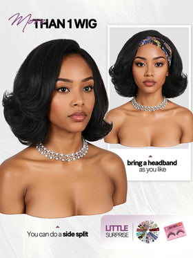 Quantum Love versatile half wig with headband and multiple styling options