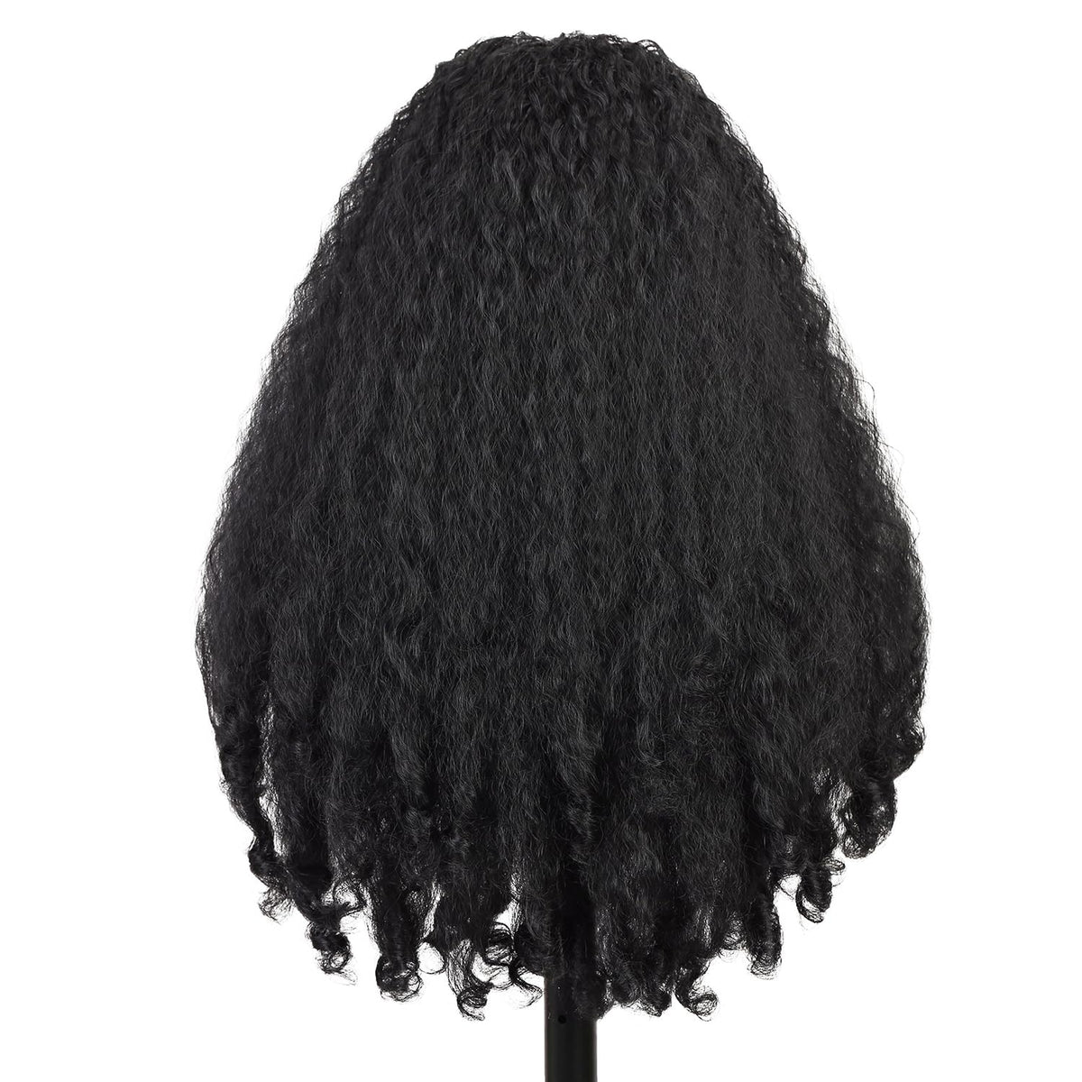 Quantum Love Yaki Curly Headband Wig edges protected with no-glue design.