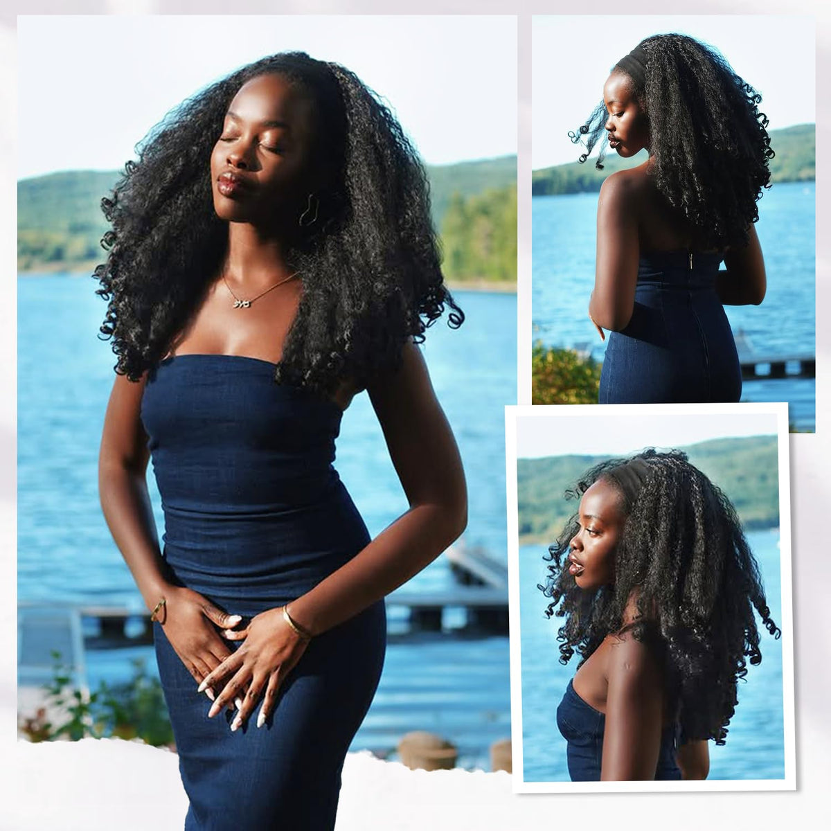 Quantum Love Yaki Curly Headband Wig includes a random-pattern headband for versatility.