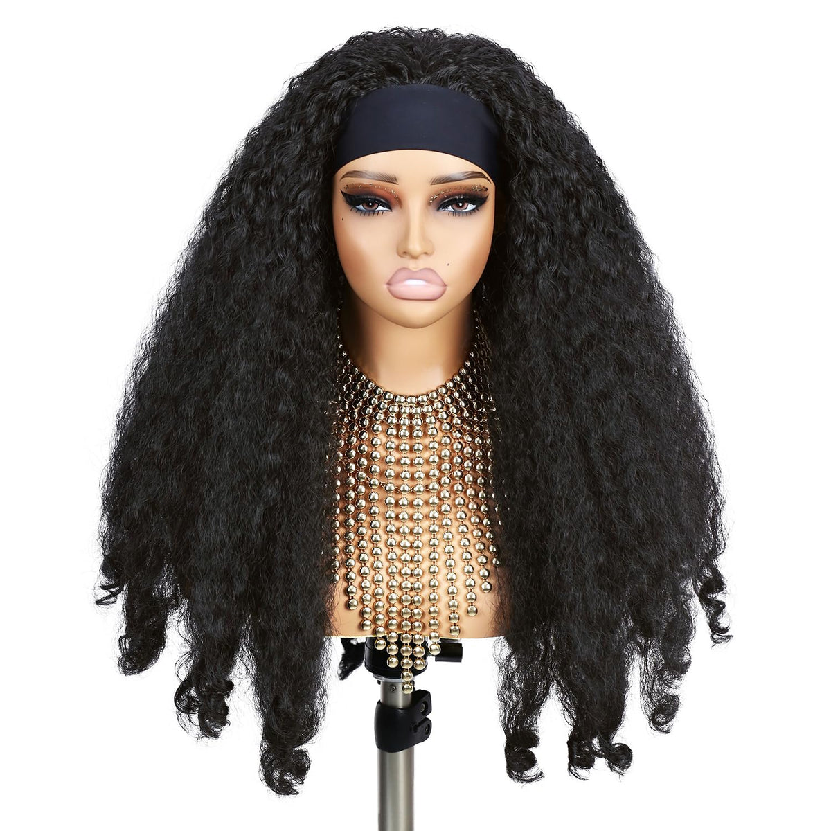 Quantum Love Yaki Curly Headband Wig with heat-resistant fibers for natural softness.